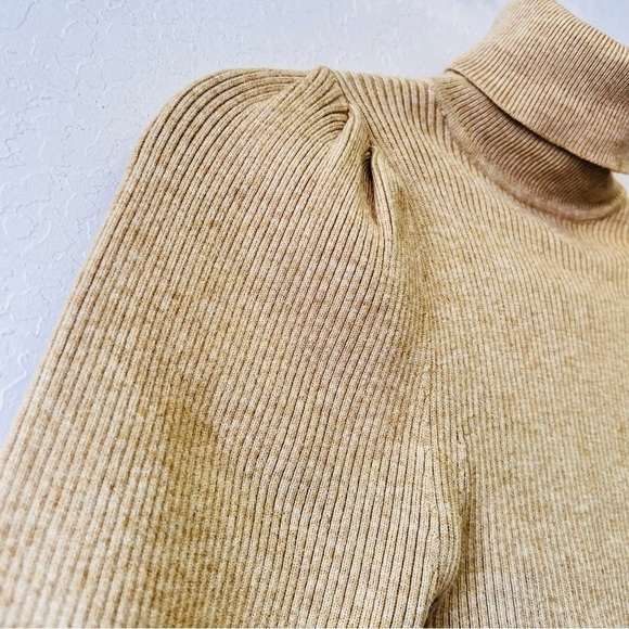 Line & Dot Puff Sleeve Ribbed Turtleneck Sweater XS - Picture 6 of 9